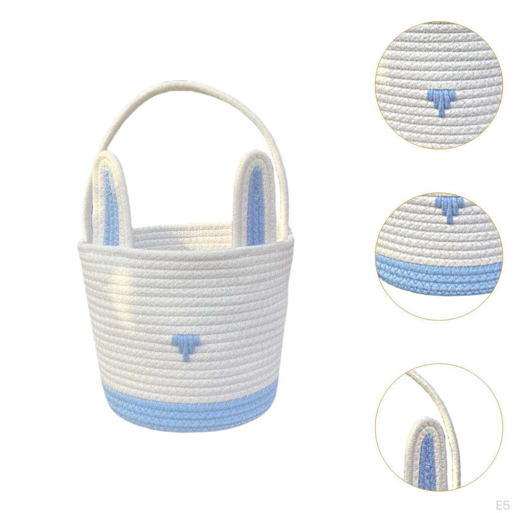 Easter Basket Eggs Bag Handwoven Woven Rope for Boys Girls Kids Children Party
