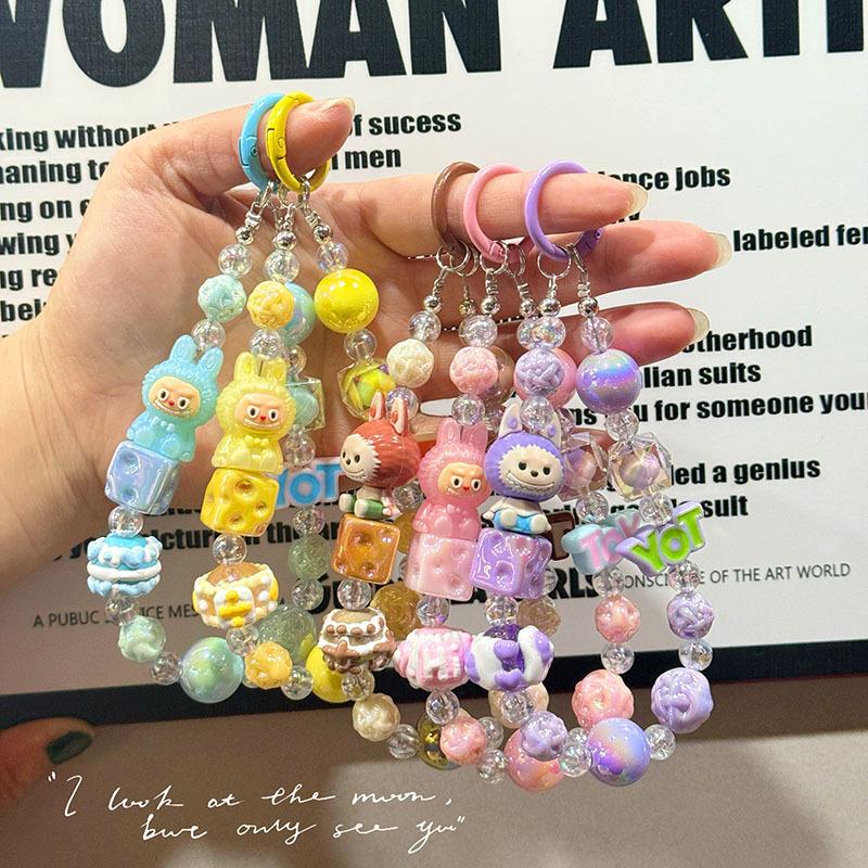 Beaded Hand-painted Mobile Phone Chain Keychain Creative Doll Rabub Accessories Bag Pendant