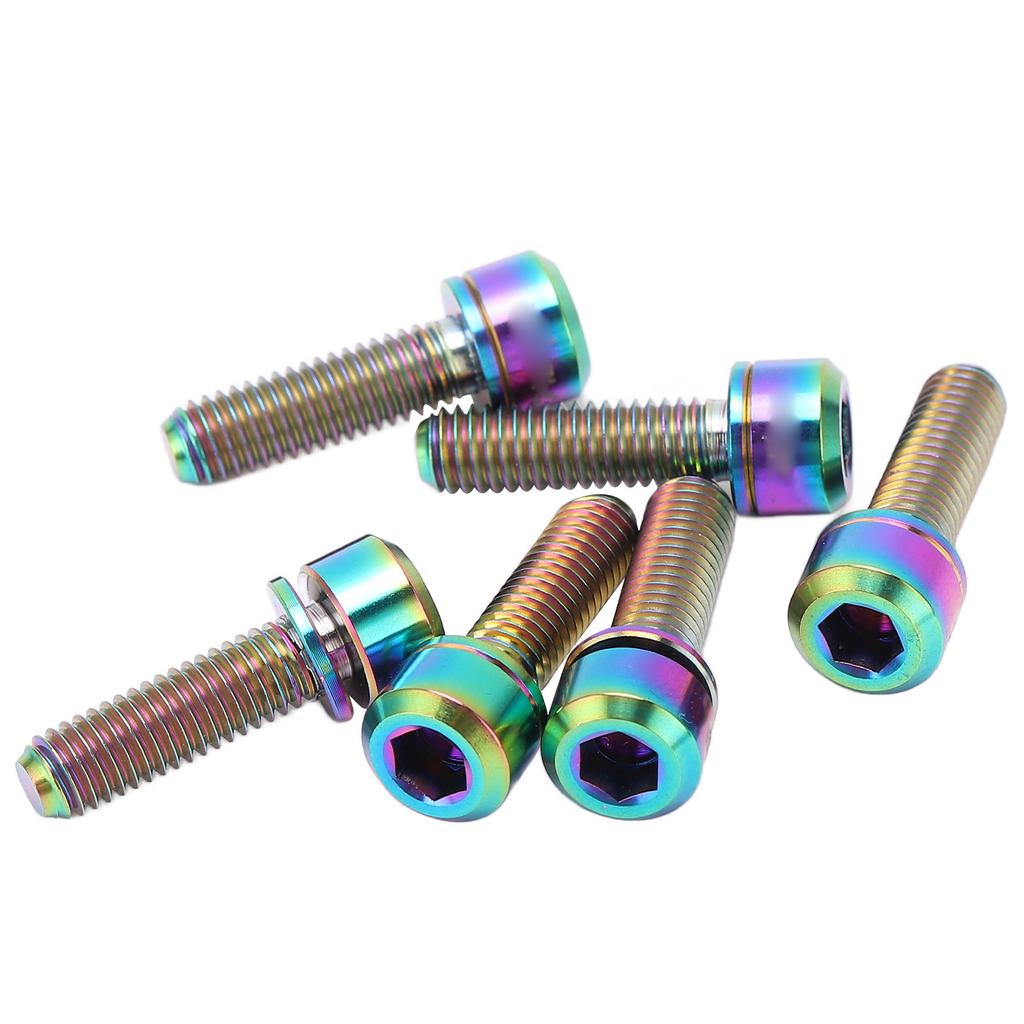 6pcs RISK Titanium Alloy Mountain Bicycle Handlebar Stem Fixing Screws with Gaskets M5x18mm