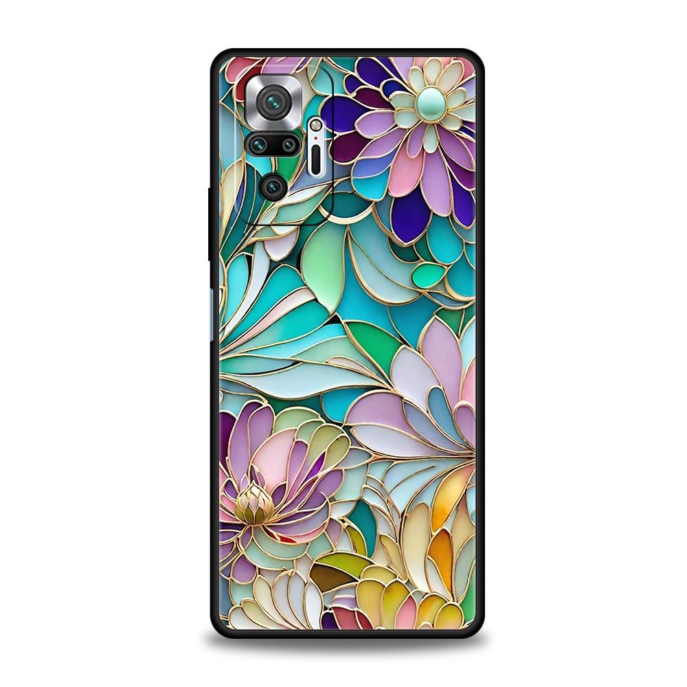 Fashion Flower Pattern Phone Case For Xiaomi Redmi Note 14 13 5G 10 11 12 Pro Plus 4G 14C 13C 12C 10C Black Cover