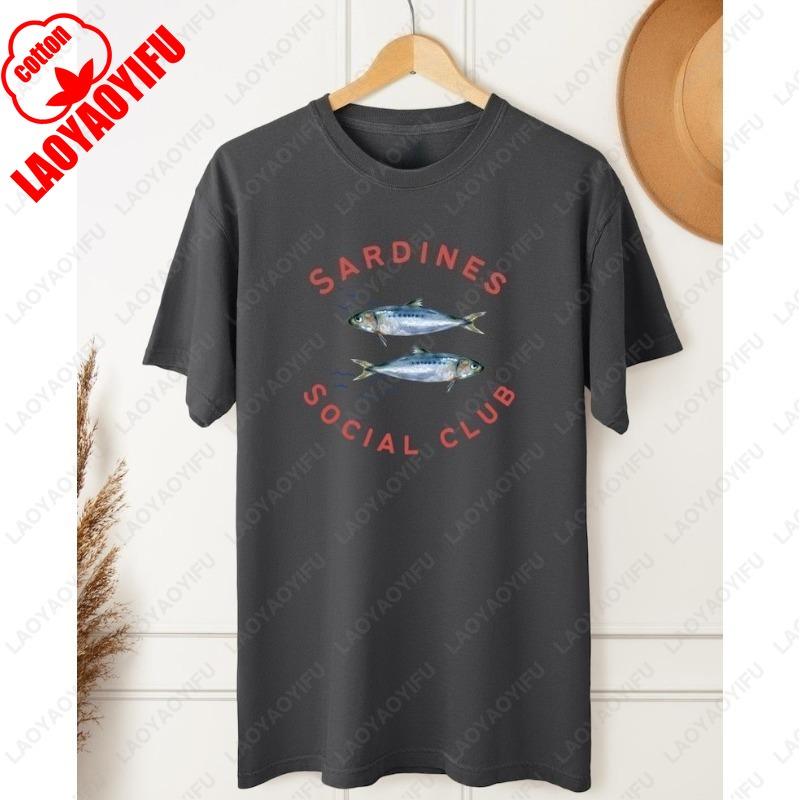 

Футболка Sardines Social Club Португальский Шарм Рыбак Графические Футболки Прибрежные Вайбы Юмор Морепродуктов Мужчины Женщины Хлопок Взрослый Симпатичные Топы 4XL