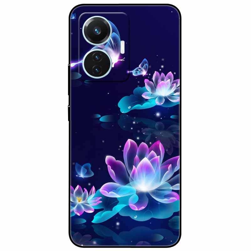 For Vivo T1 4G Case V2153 Covers TPU Black Silicone Starry Moon Cover for Vivo T1 44W Case Shockproof Soft X100 Pro Shells