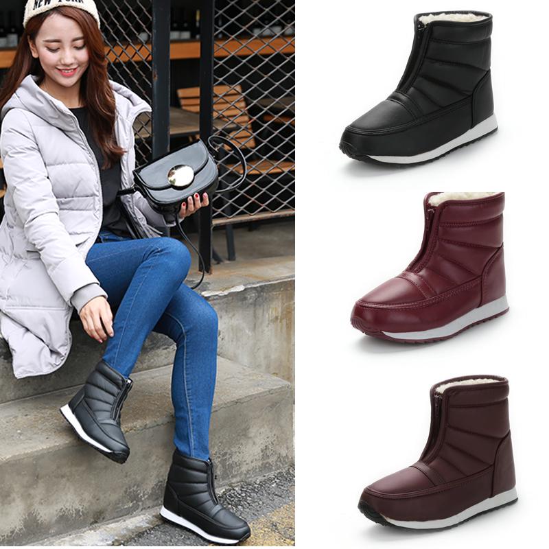 Buy Winter women warm non-slip snow boots ankle flat shoes mother shoes ...