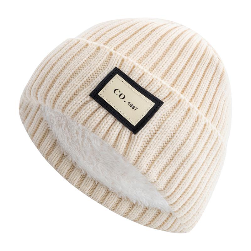 Unisex Warme Wintermütze Plüschfutter Warme Mütze 1987 Buchstaben Strickmütze Für Männer Frauen Outdoor Ski Sport Strickmütze