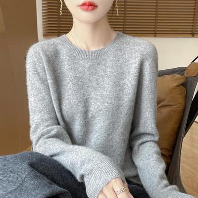 Suéter de Lana Pura Suave y Acogedor para Mujer - Corte Holgado, Manga Larga, Punto de Cuello Redondo para Otoño/Invierno.