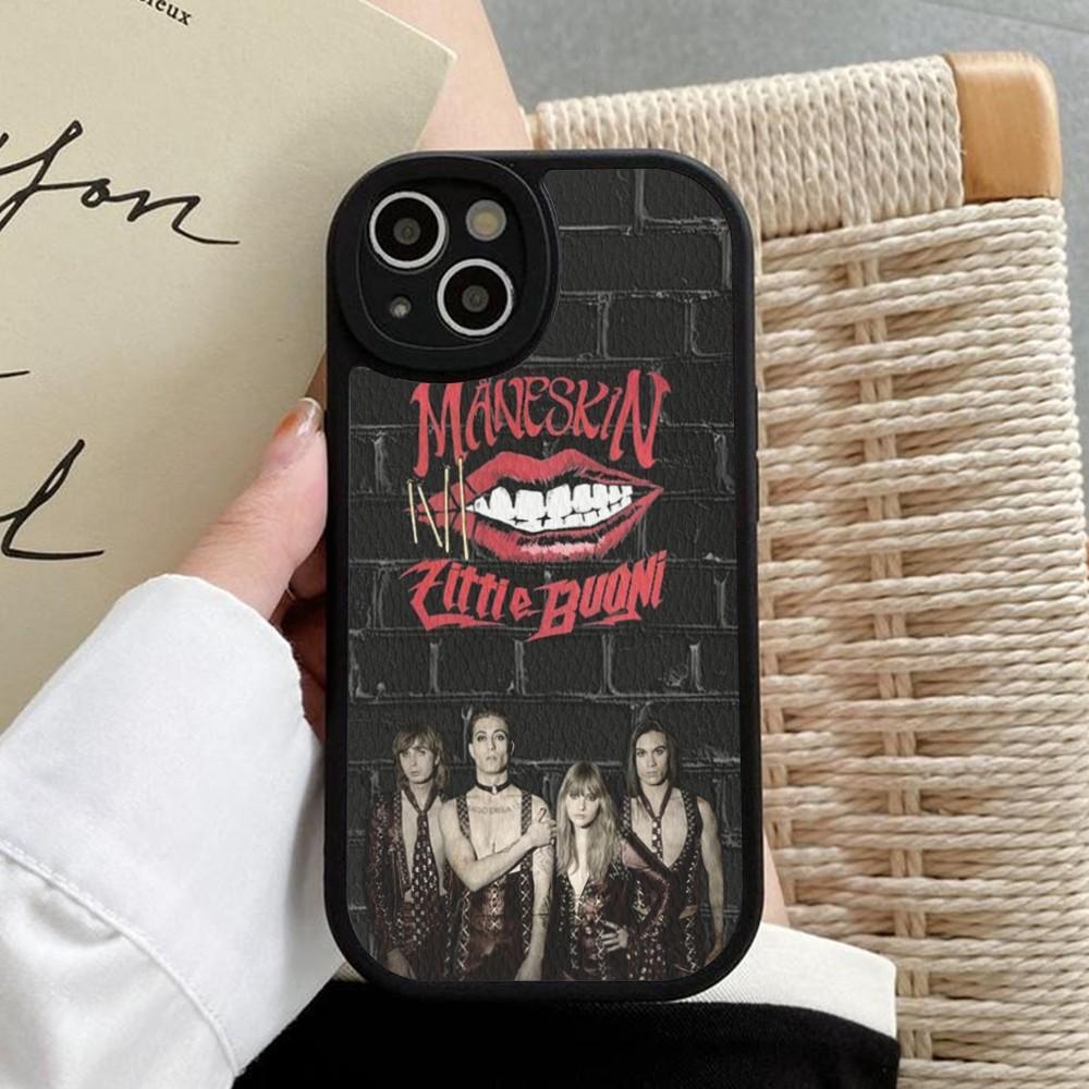 Maneskin Damiano David Phone Case Hard Leather For IPhone 16 15 14 13 12 Mini 11 14 Pro Max Xs X Xr 7 8 Plus Fundas