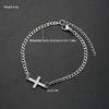 Braccialetti da Uomo Semplici in Acciaio Inossidabile con Croce Cuban Punk Argento Colore Braccialetto con Charms Moda Hip Hop Accessorio Gioiello Quotidiano 2026