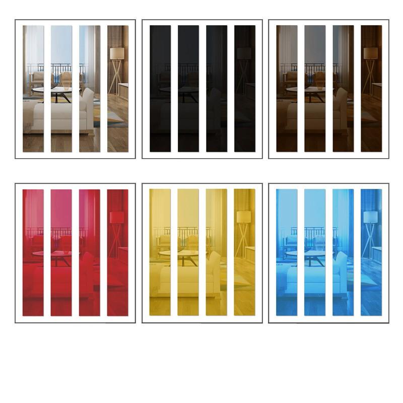 10pcs 20x5CM Strips DIY Waist Line Mirror Glass Tile Wall Stickers