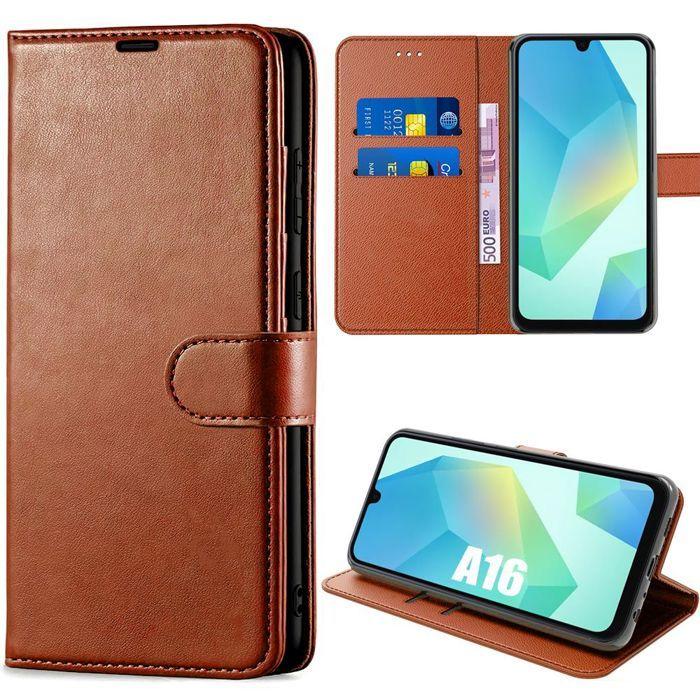 Coque de protection - BOOLING - Samsung Galaxy A16 4G/5G - Cuir PU Marron - Antichoc - Anti-Rayures