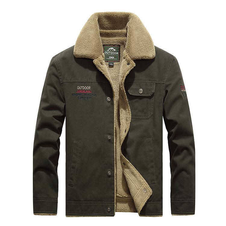 

Мужская зимняя хлопковая куртка большого размера свободного кроя, мужская модная рабочая одежда с плюшевой и толстой подкладкой и множеством карманов, хлопковая куртка с лацканами XXXXL