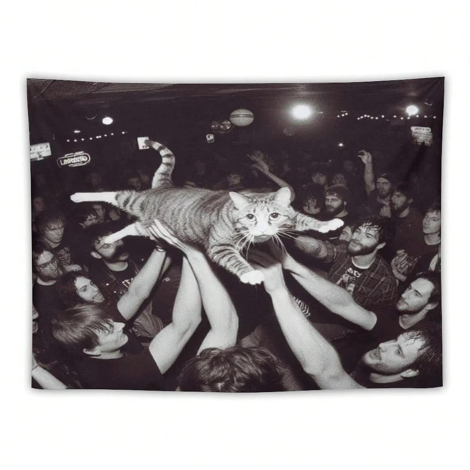 

1PC BlackWhite Rock Show Pet Polyester Tapestry 2D Flat Print AllSeason Wall Decor for Bedroom Living Room 74x94cm(29x37in)