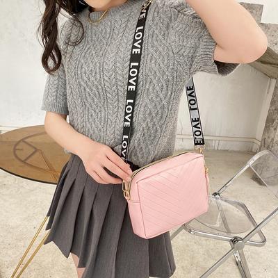 Women's New Fashion Trend Oblique Span Bag Pattern Shoulder Bag Letter Wide Chain Simple Bag