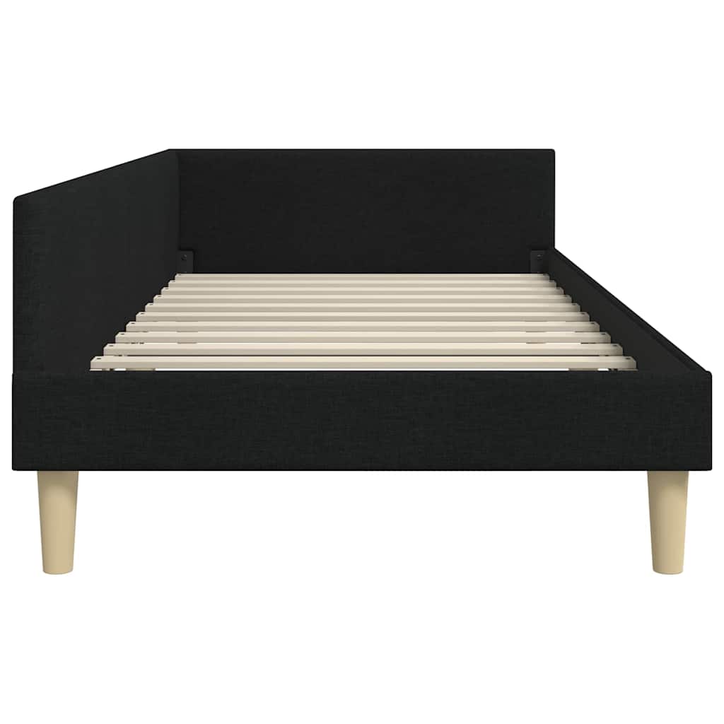 Corner Bed Frame Black 100 X 200 Cm Fabric