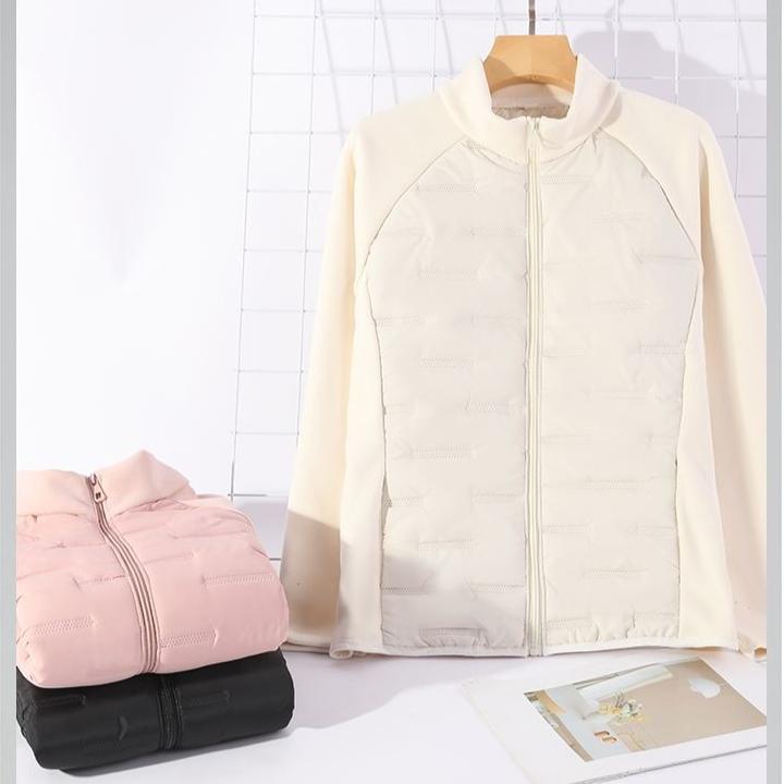 Women's Patchwork Sports Cotton Jacket Warm Stand Collar Slim Lightweight Autumn Winter Outdoor Windproof Coat
