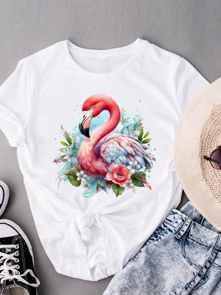 

(Asian Size) sweet love trend flower O-neck Casual Clothing Short Sleeve T-shirts Fashion Female Women s Top T shirt Printed Graphic Tee 5XL