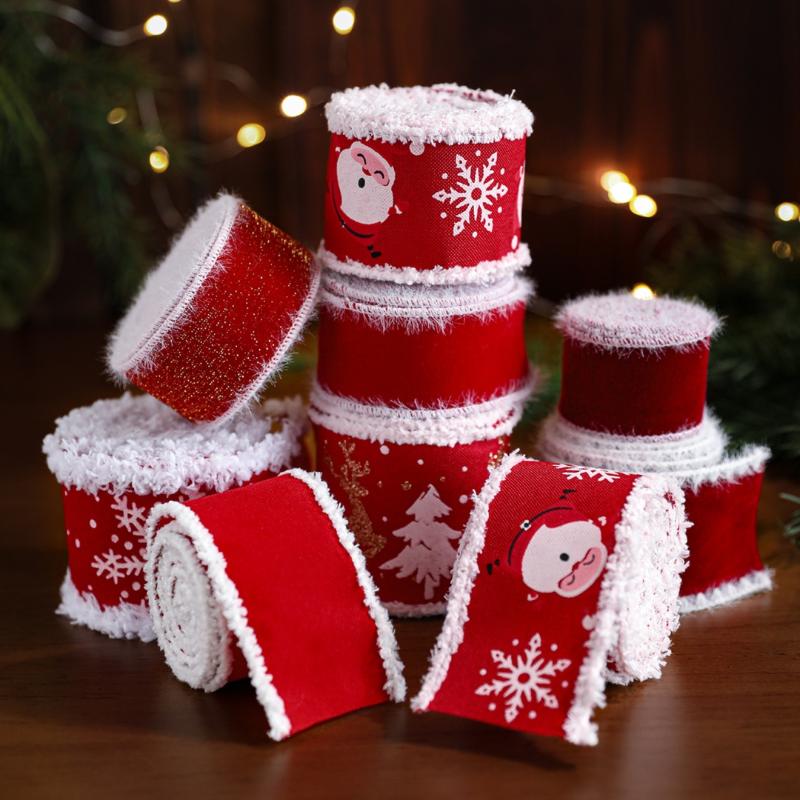 2M Christmas Ribbon Red Pink Series Ribbons For Xmas Decoration Diy Craft Supplies Gift Decoration Box Packaging Ribbon