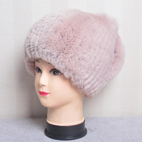 

Роскошные женские зимние шапки из натурального меха, женские теплые мягкие вязаные полосатые шапки из натурального меха кролика рекс, уличные меховые шапки-бини