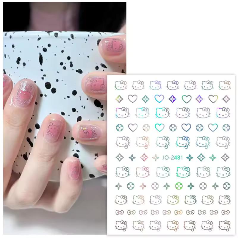 

5 шт. мультяшные наклейки для ногтей Kt Cat для женщин и девочек, милые наклейки для украшения ногтей, модные милые наклейки для подарков на праздники 5pcs