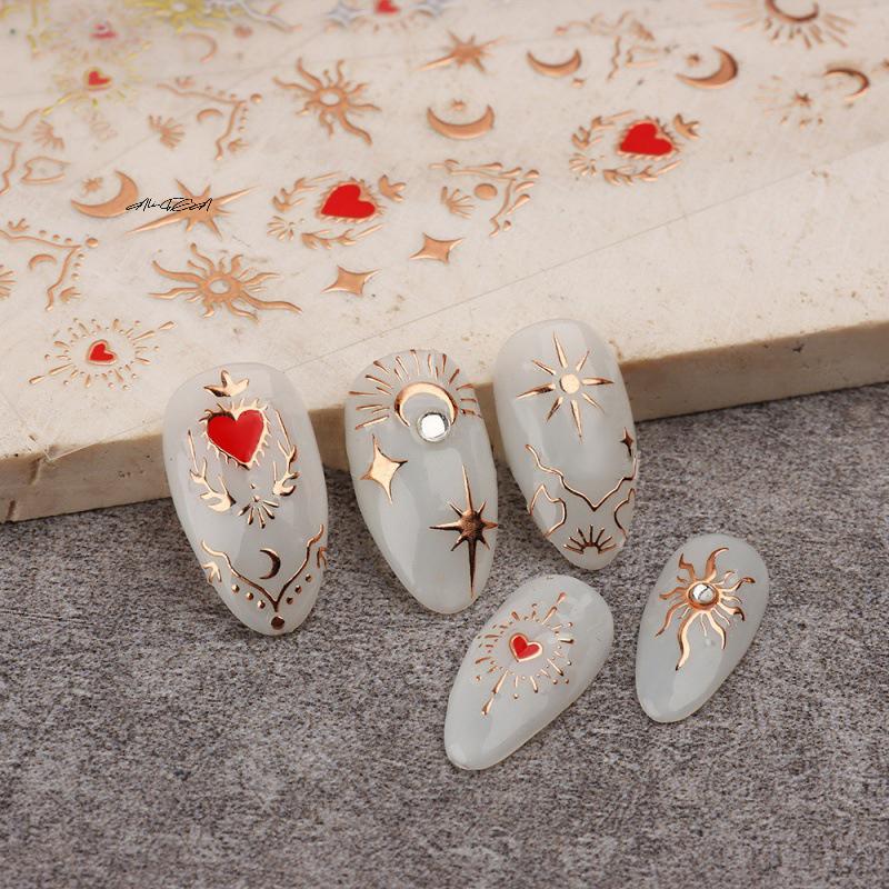 1 Sheet 3D Heart Nail Stickers with Butterfly Design for DIY Nail Art Valentine's Day Decorations Manicure Decals