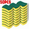 50/10Pcs Kitchen Dishwashing Sponge Soft Absorbent Clean Rub Pot Rust Scouring Pad Removing Kits Household Cleaning Brush Sponge