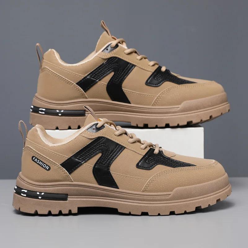 

Fashion 2024 New Men Shoes Fashion Splicing Low-top Student Board Shoes Flat Versatile Sneaker Thick Bottom Casual Running Shoes Tenis 44 коричневый