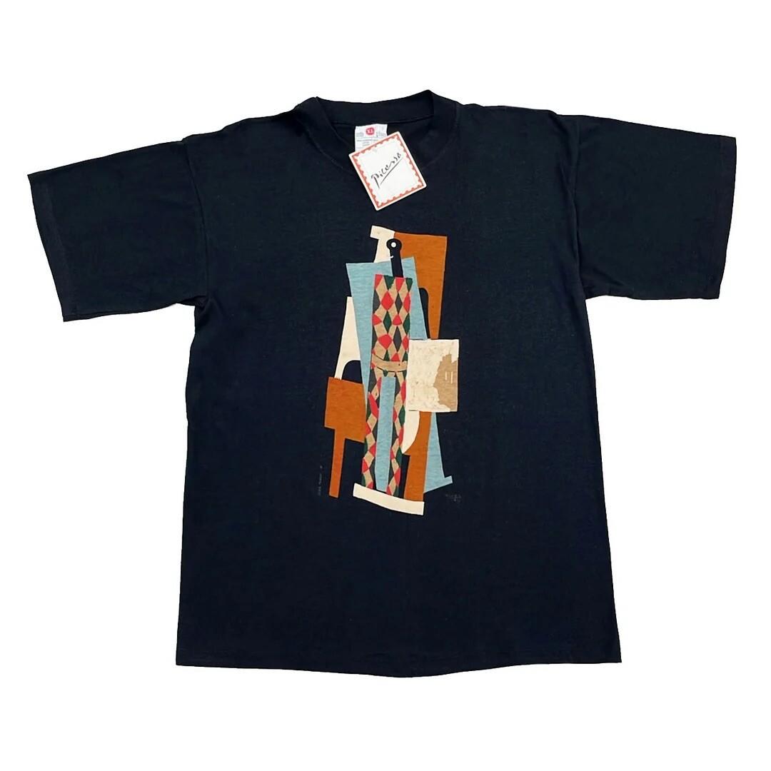 Picasso 1990s Vintage Harlequin Art Painting Museum 90s Graphic Unisex T-Shirt XXL
