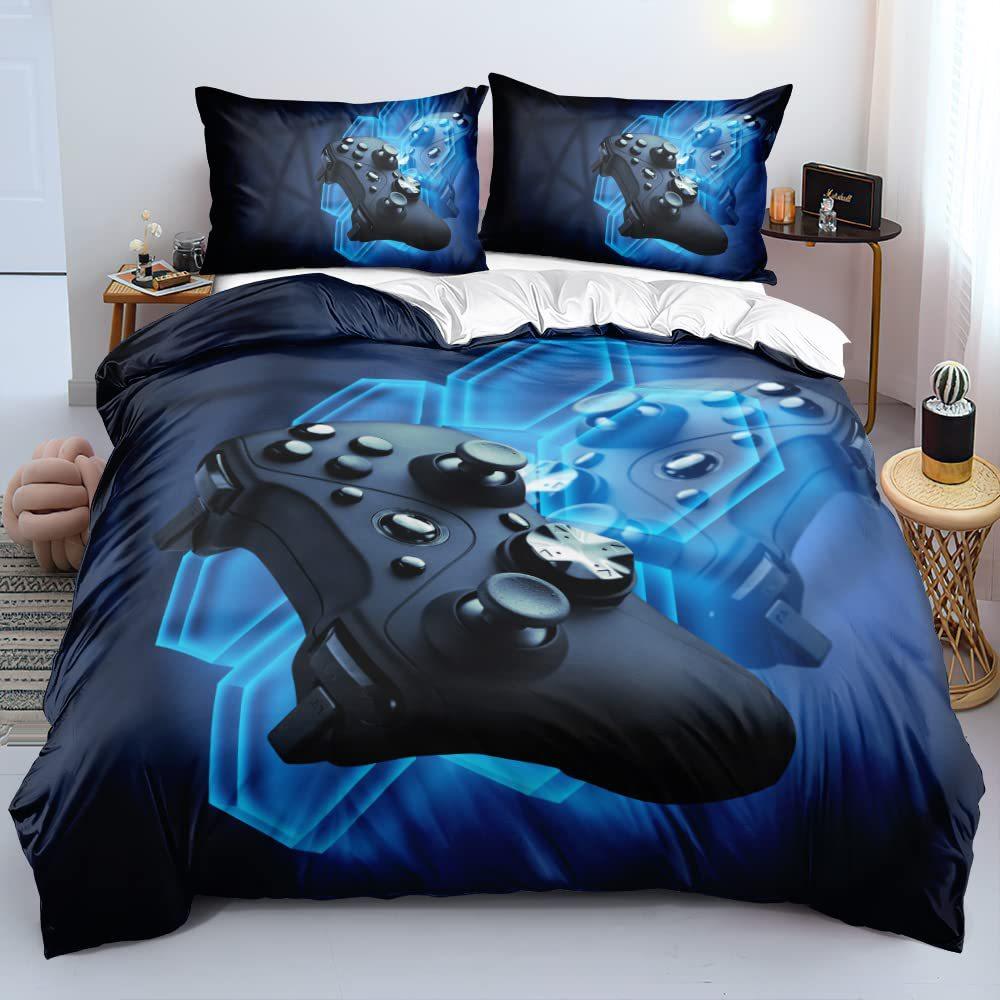 Black Game Handle Three-Piece Quilt Cover 3D Digital Printing Bedding Set Bed Cover