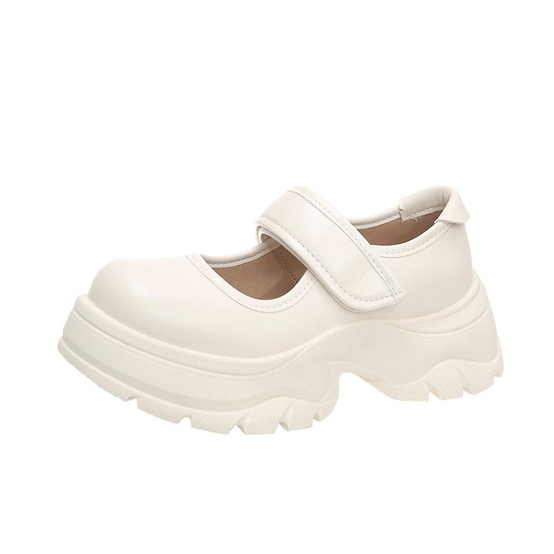 

Suding Снежные вершины Пафф~ Платформа Маленькие кожаные туфли Женские Осенние Универсальные Черные Мэри Джейн Одинарные туфли Увеличивающие рост Туфли на платформе 40