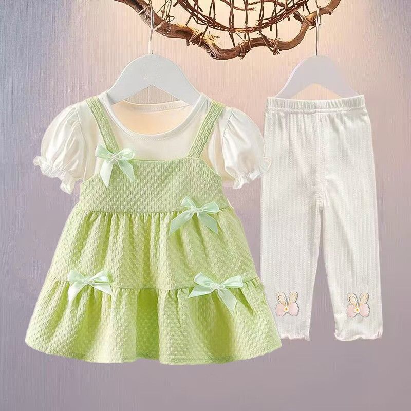 Fetițe 1-3 Ani Vara Rochie de Prințesă Set Două Piese Pantaloni Scurți Haine de Vară