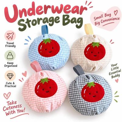 Cartoon Print Travel Hanging Organizer Embroidered Plaid Cosmetic Bag Lingerie Storage Bag  Women