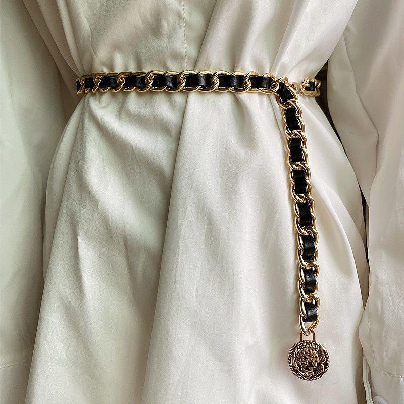 Chain Belt Female Waist Metal Belts For Women Luxury Tassel Thin Waistband Dress Coat Adjustable Corset