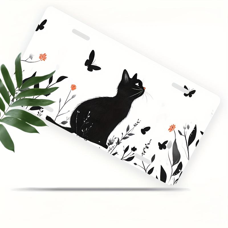 D Flat D FlatD Flat Pc D Flat Posters Decorative Front License Plate Frame License Plate Cover with Black Cat And Butte