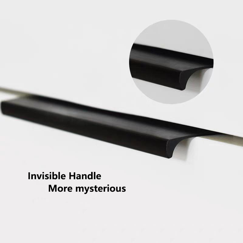 WV Invisible Handles Drawer Kitchen Handle Black Gold Hidden Dressers Cabinet Handles 500mm Knobs Cabinet Closet Hidden Pulls