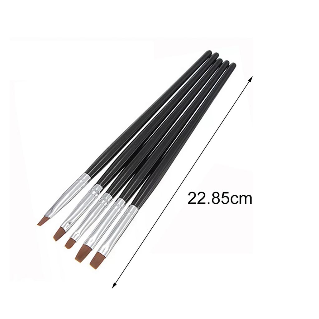 5 Pcs/Set Nail Art Acrylic UV Gel Salon Pen Flat Brush Kit Dotting Painting Tool