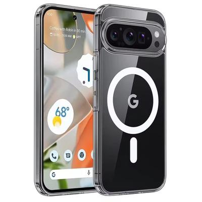 Przezroczyste Kryształowe Twarde Etui PC Magsafe Magnetyczne Bezprzewodowe Etui do Ładowania dla Google Pixel 9 Pro XL Przezroczyste Wstrząsoodporne Tylne Etui