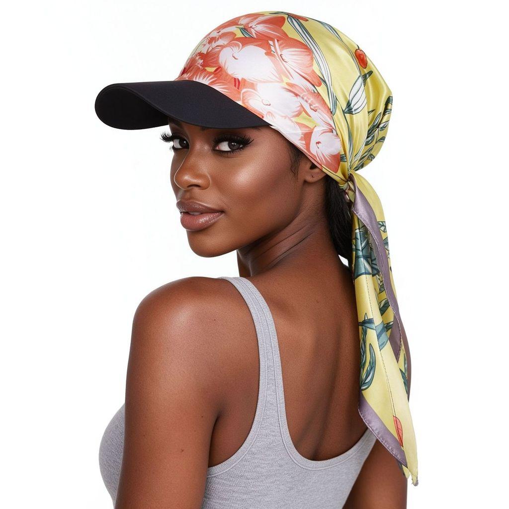 Fashion Print Silk Scarf Headwear With Sun Protection For Outdoor Activities