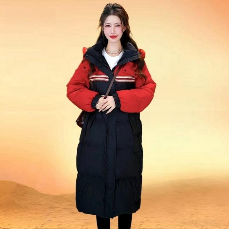 New cotton-padded clothes for women s winter long loose coats over the knee cotton-padded clothes thickened casual cotton-padded jackets S