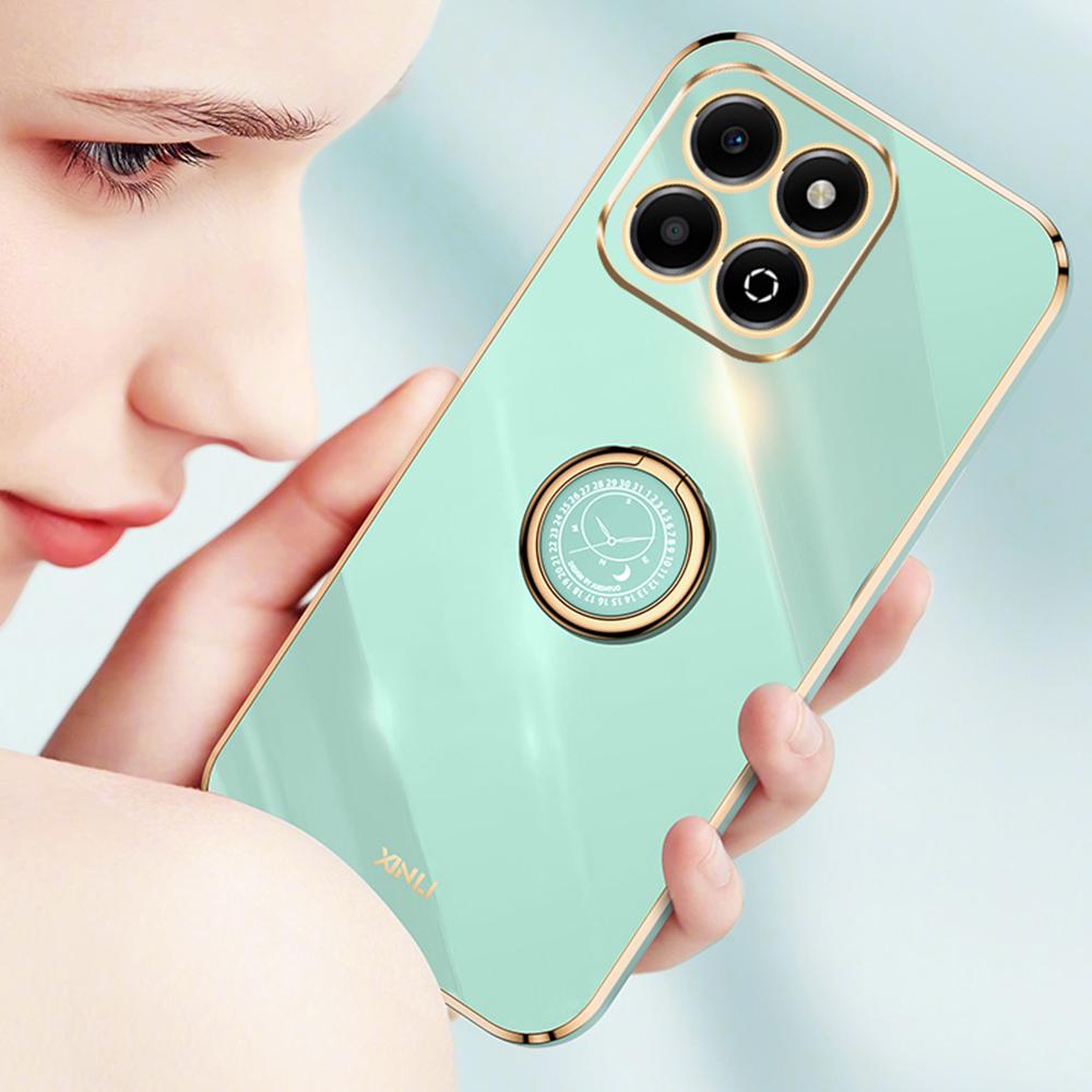 

XINLI For Honor X6b 4G Case Ring Kickstand Electroplating TPU Phone Cover White