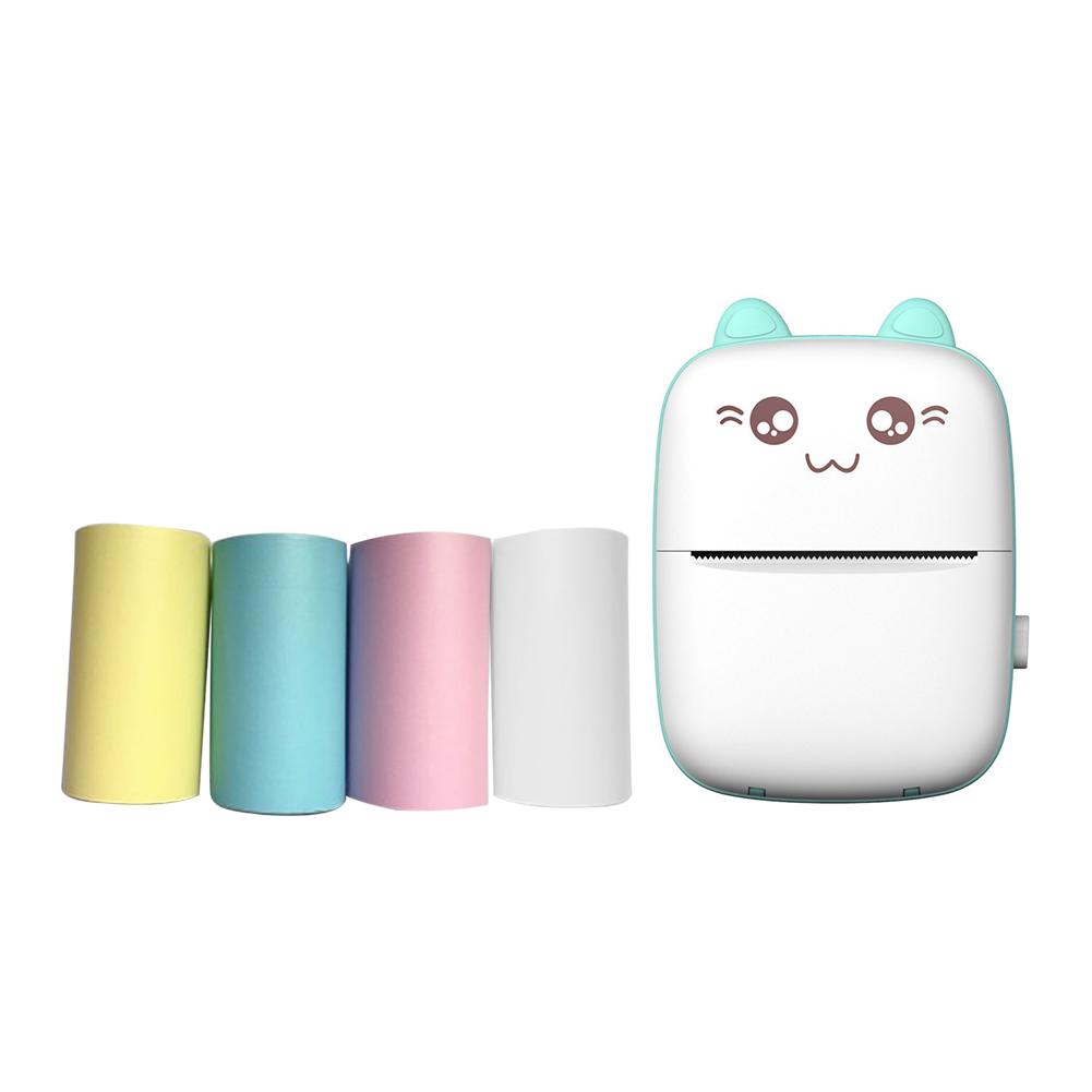 Portable Mini Thermal Printer Wirelessly BT 203dpi Photo Memo Question Printing Machine with 6 Roll Paper Thermal Label Printer