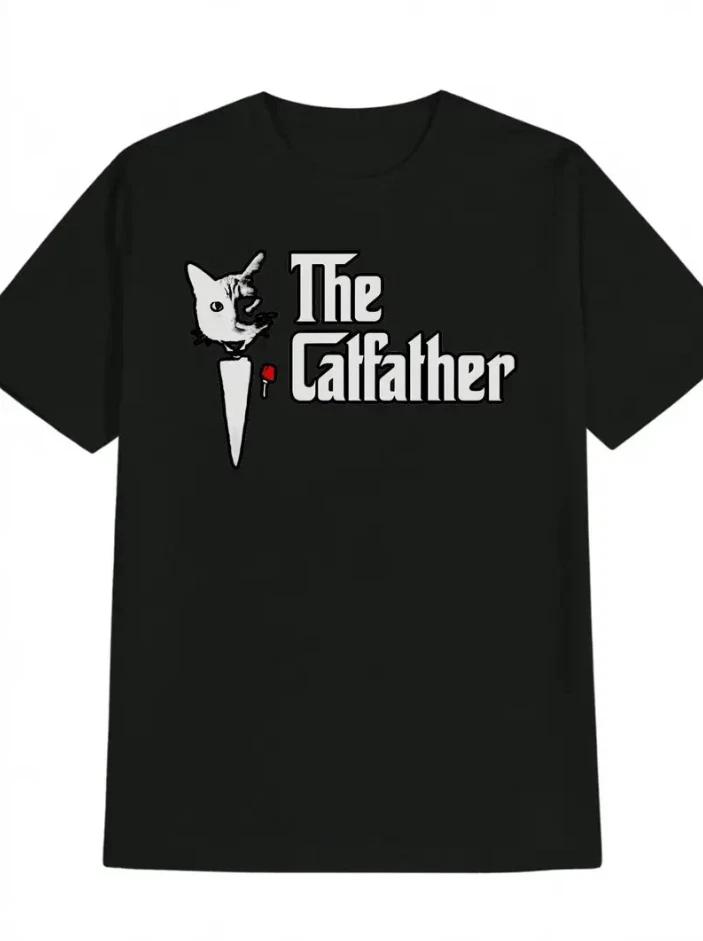 The Cat Father Funny Kitty Parody Black Graphic Cat Lover Unisex T-Shirt XL