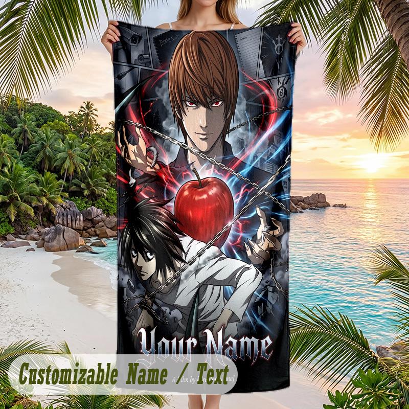 Death Note Beach Towel, Personalized Custom Name Text, Quick Dry Large Absorbent Towel For Beach Pool