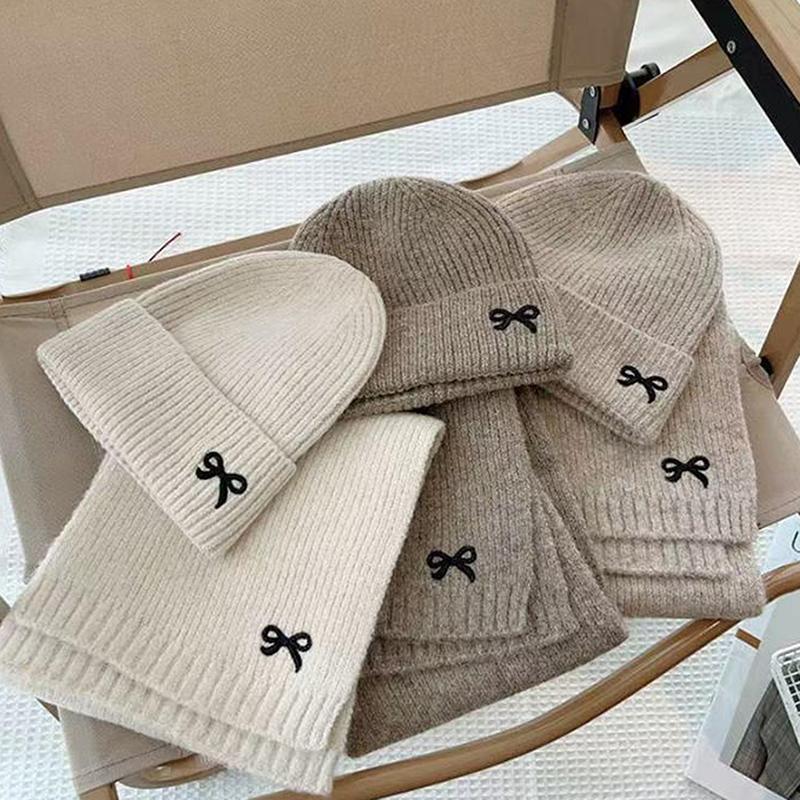 Σετ 2 Τεμαχίων Κορεάτικα Παιδικά Καπέλα και Κασκόλ Χειμερινά 1-8 Ετών Παιδικά Κομψό Κόμπο Κορδέλα Αγόρι Κορίτσι Νήπιο Αντιανεμικό Πλεκτό Μάλλινο Καπέλο Κασκόλ