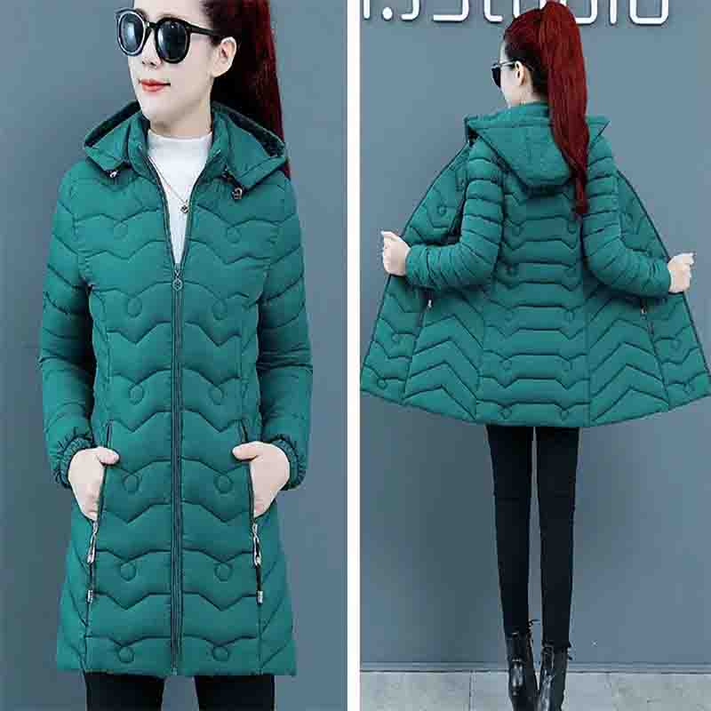 

WTEMPO Женская одежда с хлопковой подкладкой Утепленные пальто средней длины Зимняя куртка больших размеров Зимняя одежда для мам Утепленные куртки Парка Теплая облегающая XL