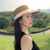 French Style Straw Hat with Large Brim Ribbon Decor Foldable Sun Protection Hat Summer Beach Travel Vacation Hat