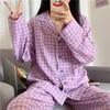 Korean Style Women's Long Sleeve Cardigan and Pajama Set for Spring, Autumn, and Winter Home Wear