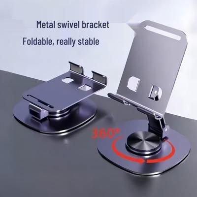 Portable Full Metal Rotating Desk Phone Holder - Folding Stand for Live Streaming
