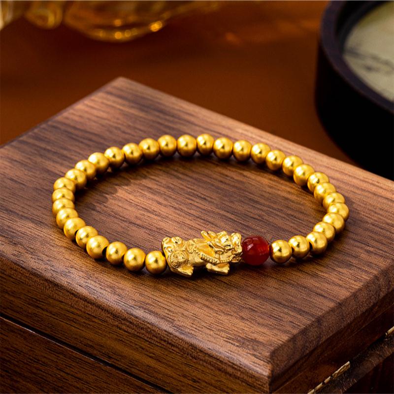 Gold Sand Bracelet, Palace Style, Ancient Method Beaded Pixiu Bracelet for Women, Retro, Long-lasting Colorfast Jewelry