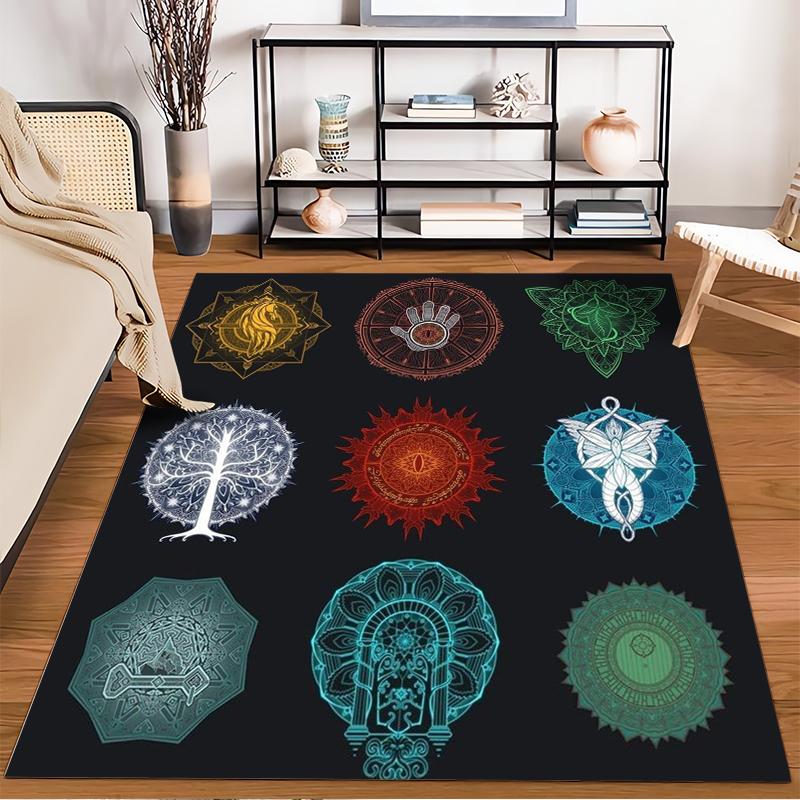 Fantasy Symbol Patterns Rug Non-slip rug suitable for living room and bedroom sofas