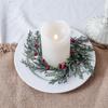 Festive 20cm Artificial Green Wreath Elegant Candlestick Decoration Realistc Pine Decor for Wedding Party Centerpiece