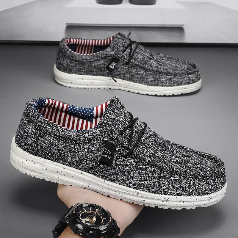 Sommar Herr Canvas Skor Linne Ovandel Mjuk Sula Vulkaniserade Casuals för Män Business Casual Skor Utomhus Körning Flats 2025
